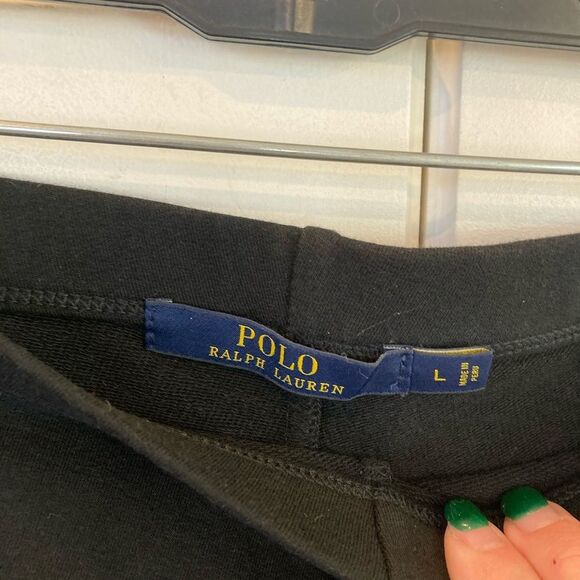 Polo Ralph Lauren Horse Riding Leggings Black Suede Knee Patch Equestrian Size L - Picture 6 of 10